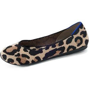 Rothy's Black and Cream Leopard Flats